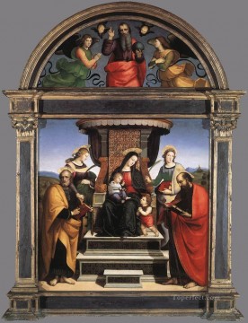  santos pintura - La Virgen y el Niño entronizados con los santos 1504 El maestro renacentista Rafael